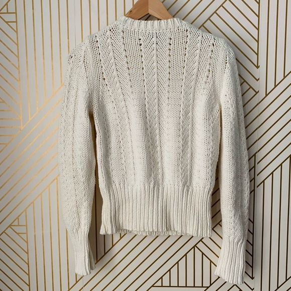 Ann Taylor vintage cotton Cable chunky Knit Braided cotton blend Sweater ribbed - Picture 9 of 10